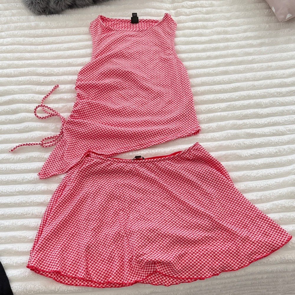 Wild Fable Red Gingham Top and Skirt Set